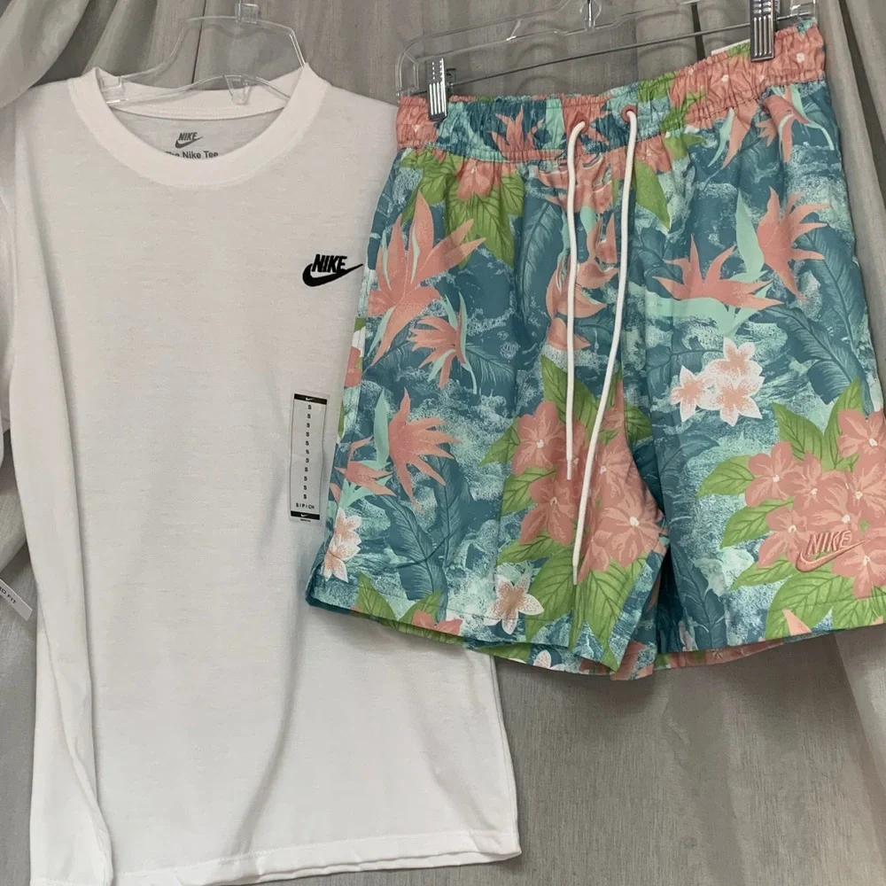 Nike Men’s Tropical Floral Swim Shorts - Teal & Coral